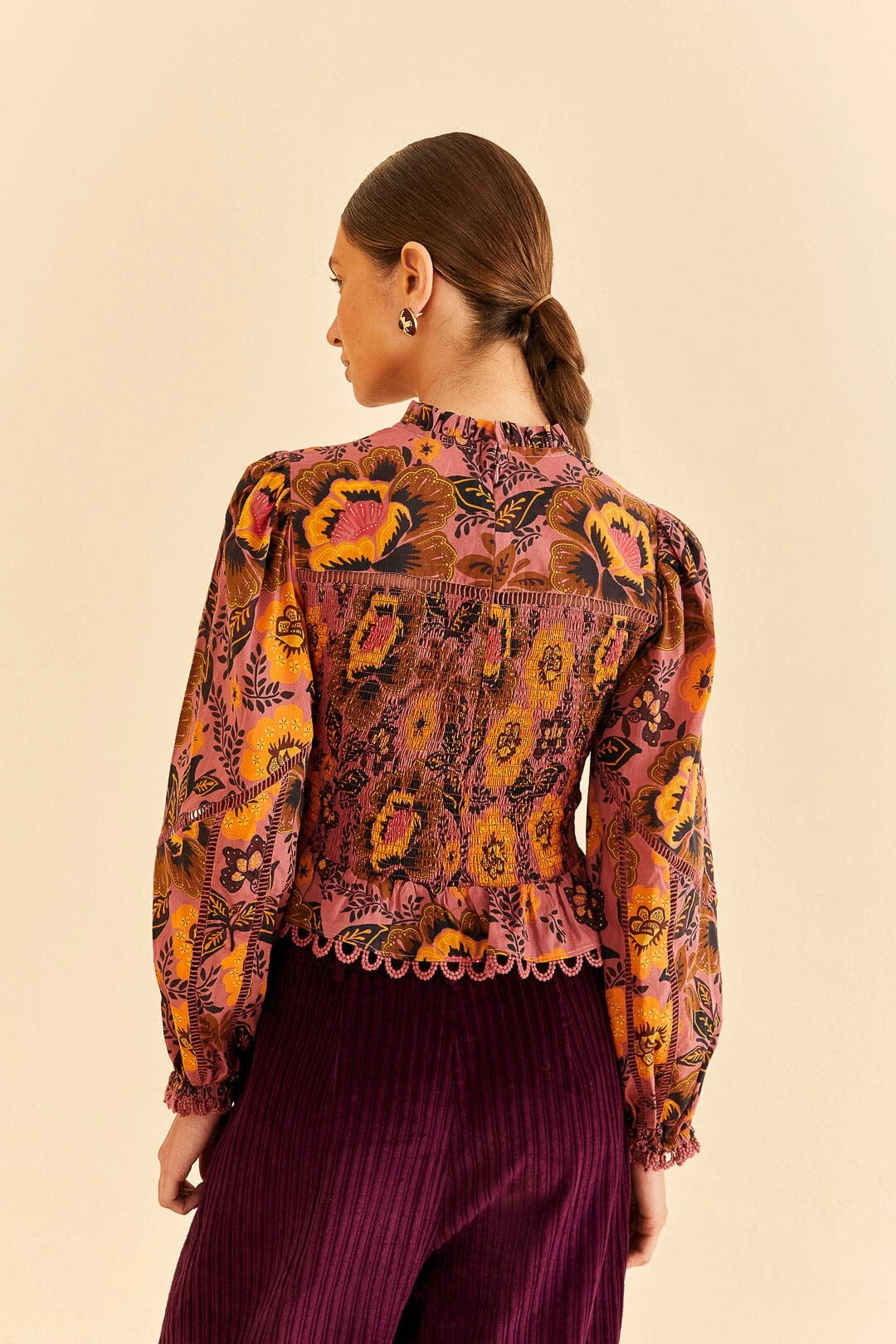 Farm Rio Blush Garden Bloom Smocked Blouse 3 Farm Rio Blush Garden Bloom Smocked Blouse - Image 3