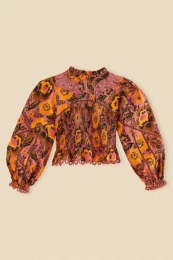 Farm Rio Blush Garden Bloom Smocked Blouse 11 Farm Rio Blush Garden Bloom Smocked Blouse -Modern Dress World 312287 06