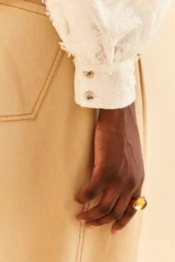 Farm Rio Off-White Smocked Yoke 3d Flower Blouse -Modern Dress World 312290 05