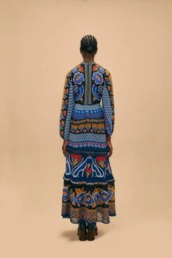 Farm Rio Black Ainika Sparkle Long Sleeve Maxi Dress -Modern Dress World 312343 04