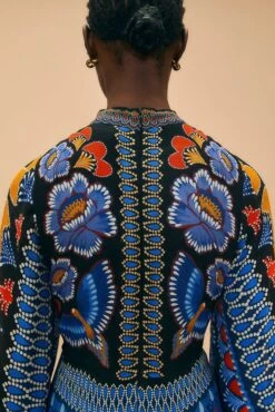 Farm Rio Black Ainika Sparkle Long Sleeve Maxi Dress -Modern Dress World 312343 05