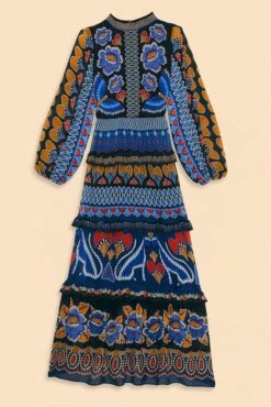 Farm Rio Black Ainika Sparkle Long Sleeve Maxi Dress -Modern Dress World 312343 07