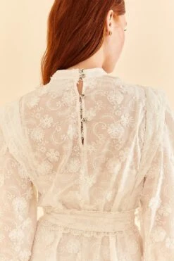 Farm Rio Off-White 3d Flower Pleated Mini Dress -Modern Dress World 312366 06