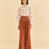 Farm Rio Caramel Embroidered Horses Pants
