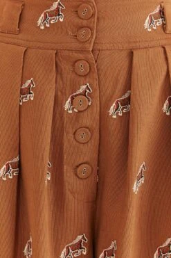 Farm Rio Caramel Embroidered Horses Pants 10 Farm Rio Caramel Embroidered Horses Pants -Modern Dress World 312388 05