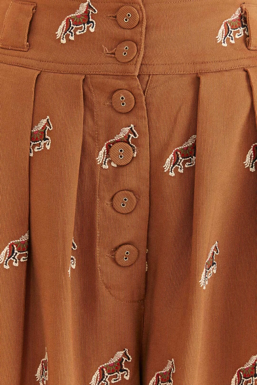 Farm Rio Caramel Embroidered Horses Pants 5 Farm Rio Caramel Embroidered Horses Pants - Image 5