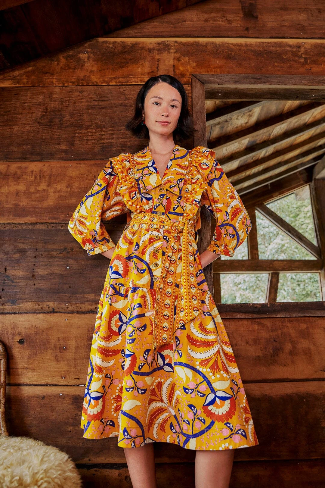 Farm Rio Yellow Palms Party Midi Dress 1 Farm Rio Yellow Palms Party Midi Dress