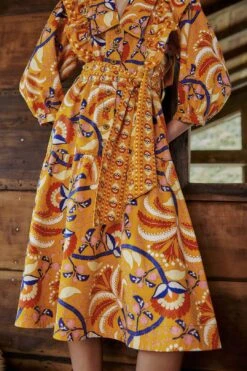 Farm Rio Yellow Palms Party Midi Dress 11 Farm Rio Yellow Palms Party Midi Dress -Modern Dress World 312461 05