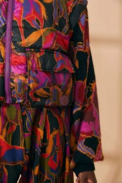 Farm Rio Black Wild Horses Reversible Puffer Jacket -Modern Dress World 312503 08