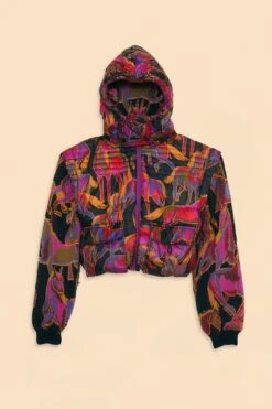 Farm Rio Black Wild Horses Reversible Puffer Jacket -Modern Dress World 312503 09