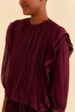 Farm Rio Burgundy Ruffle Blouse -Modern Dress World 312660 03