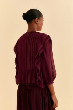 Farm Rio Burgundy Ruffle Blouse -Modern Dress World 312660 04