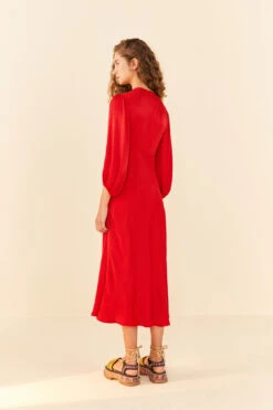 Farm Rio Red Front Circle Cut Out Midi Dress -Modern Dress World 312693 04
