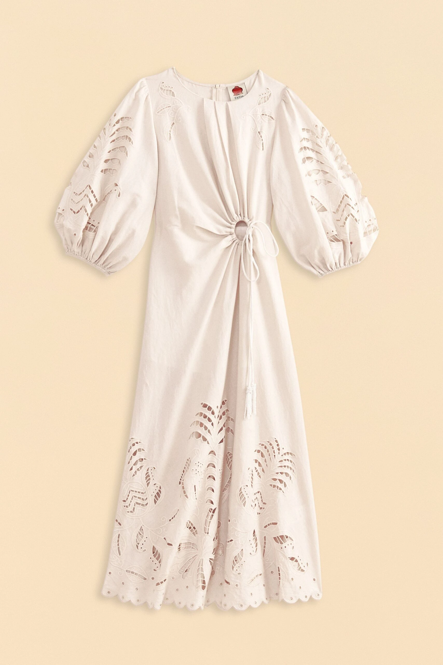 Farm Rio Off-White Richelieu Cut Out Midi Dress 5 Farm Rio Off-White Richelieu Cut Out Midi Dress - Image 5