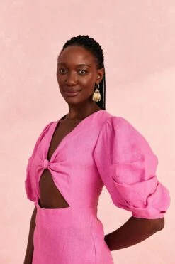 Farm Rio Pink Cut Out Short Sleeve Midi Dress 8 Farm Rio Pink Cut Out Short Sleeve Midi Dress -Modern Dress World 313597 03