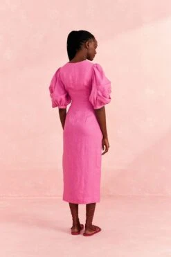 Farm Rio Pink Cut Out Short Sleeve Midi Dress 9 Farm Rio Pink Cut Out Short Sleeve Midi Dress -Modern Dress World 313597 04