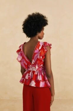 Farm Rio Red Dewdrop Floral Sleeveless Blouse 6 Farm Rio Red Dewdrop Floral Sleeveless Blouse -Modern Dress World 313598 03
