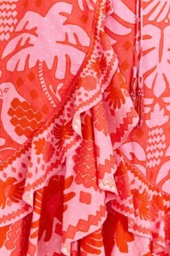 Farm Rio Red Jungle Scarf Wrap Midi Dress -Modern Dress World 313599 04