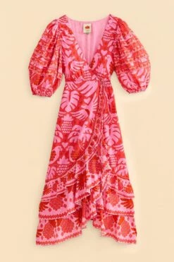 Farm Rio Red Jungle Scarf Wrap Midi Dress -Modern Dress World 313599 05