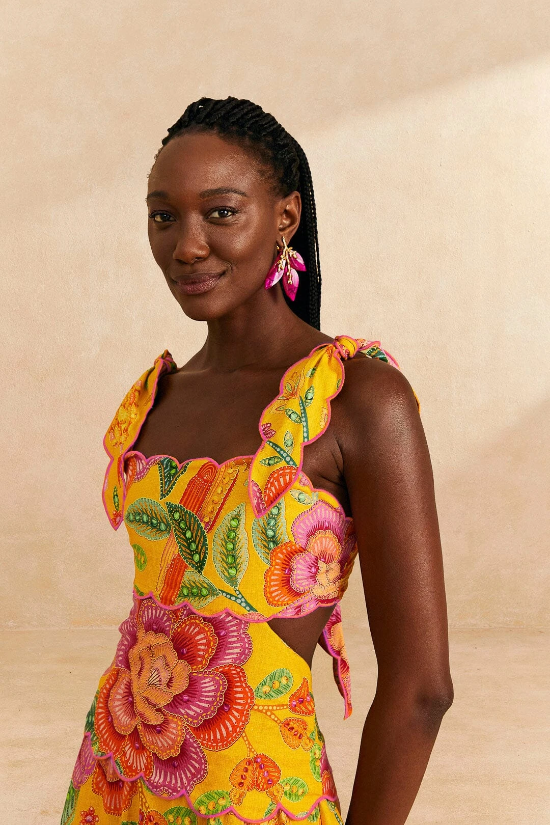 Farm Rio Yellow Macaw Bloom Midi Dress 3 Farm Rio Yellow Macaw Bloom Midi Dress - Image 3