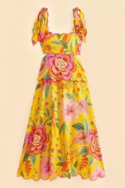 Farm Rio Yellow Macaw Bloom Midi Dress 9 Farm Rio Yellow Macaw Bloom Midi Dress -Modern Dress World 313600 06