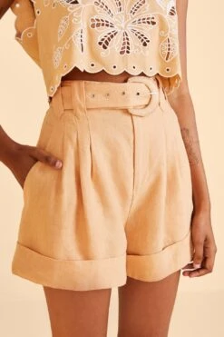 Farm Rio Beige Tailored Shorts 7 Farm Rio Beige Tailored Shorts -Modern Dress World 313601 03