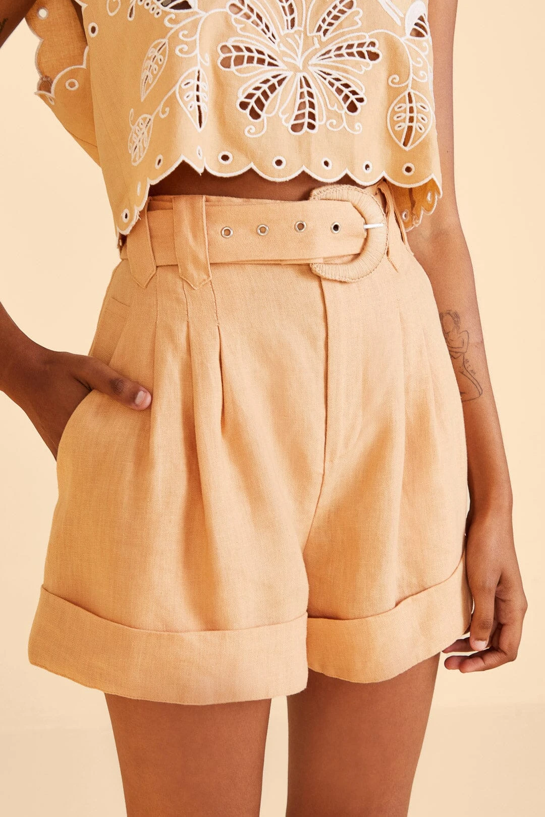 Farm Rio Beige Tailored Shorts 3 Farm Rio Beige Tailored Shorts - Image 3