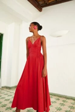 Farm Rio Red Sleeveless Midi Dress -Modern Dress World 313607 03
