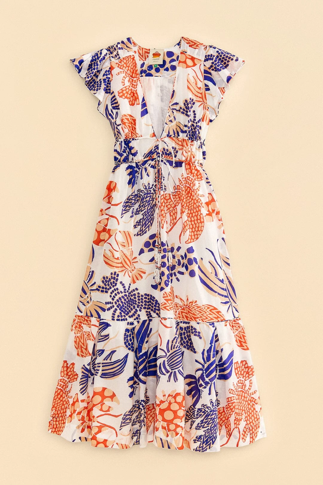 Farm Rio Off-White Mixed Lobsters Midi Dress 5 Farm Rio Off-White Mixed Lobsters Midi Dress - Image 5