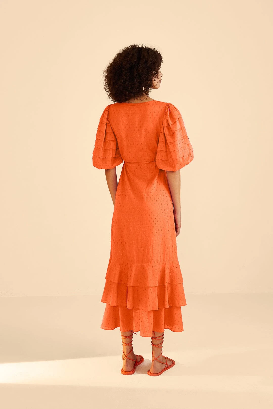 Farm Rio Orange Ruffles Midi Dress 2 Farm Rio Orange Ruffles Midi Dress - Image 2