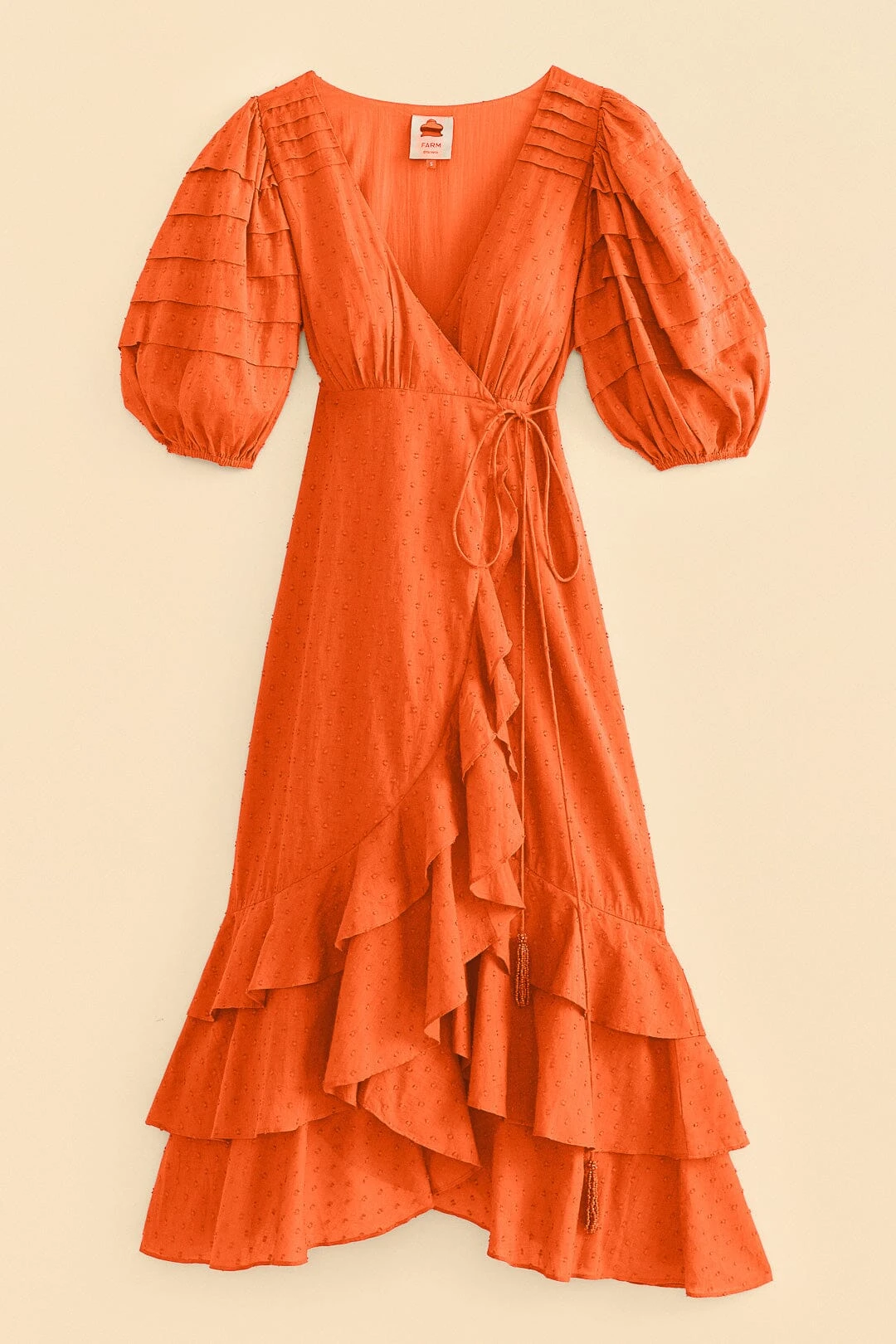 Farm Rio Orange Ruffles Midi Dress 3 Farm Rio Orange Ruffles Midi Dress - Image 3