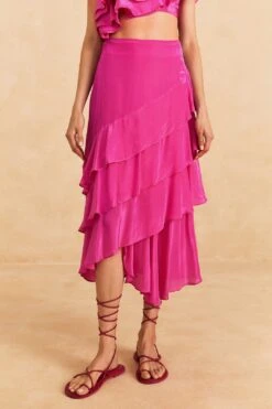 Farm Rio Dark Pink Marocaine Ruffle Skirt -Modern Dress World 313615 03