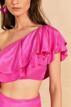 Farm Rio Dark Pink Marocaine Ruffle Top -Modern Dress World 313616 03