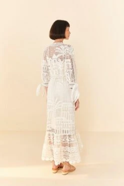 Farm Rio Off-White Morada Boa Guipure Dress -Modern Dress World 313631 04