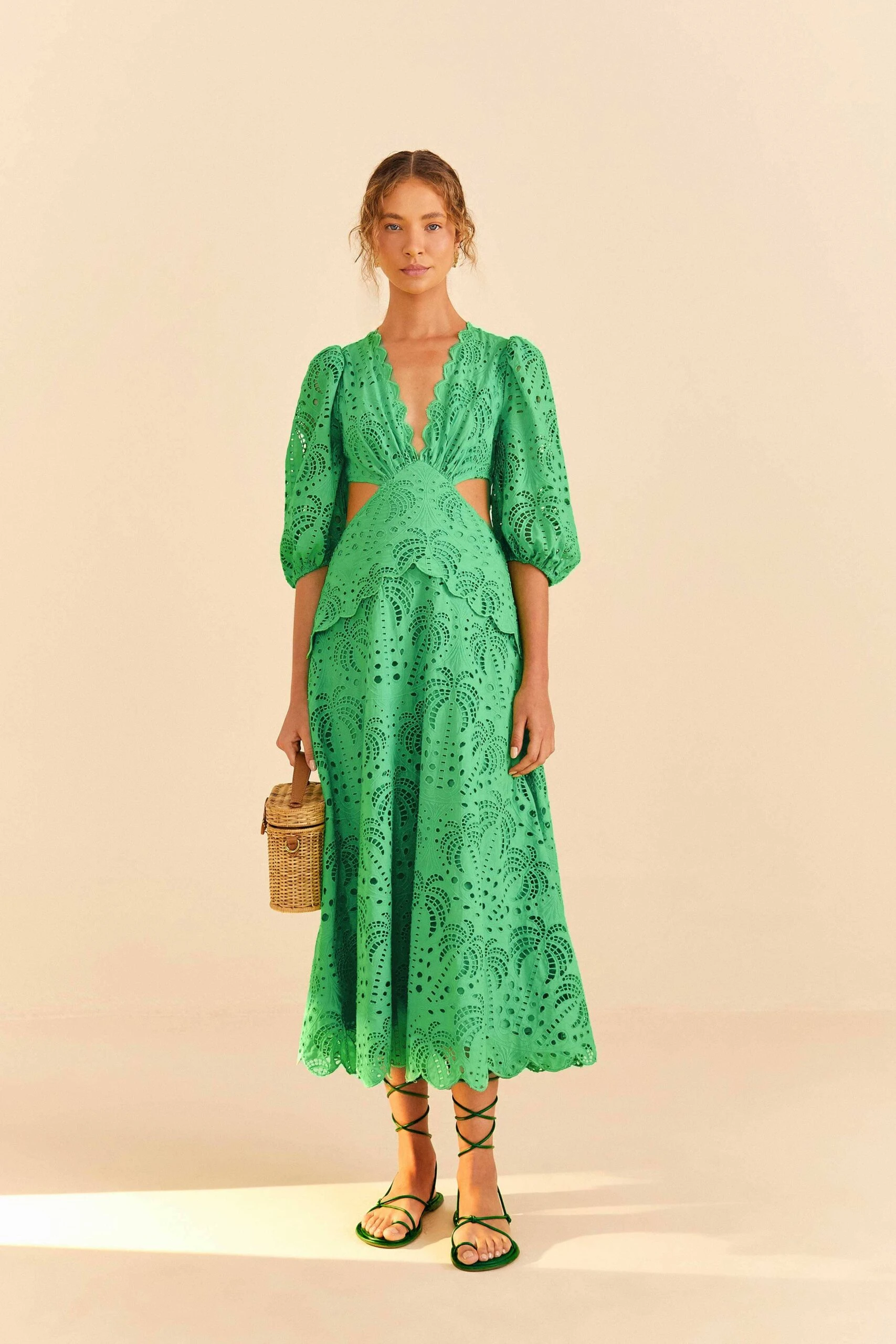 Farm Rio Green Richelieu Midi Dress 1 Farm Rio Green Richelieu Midi Dress
