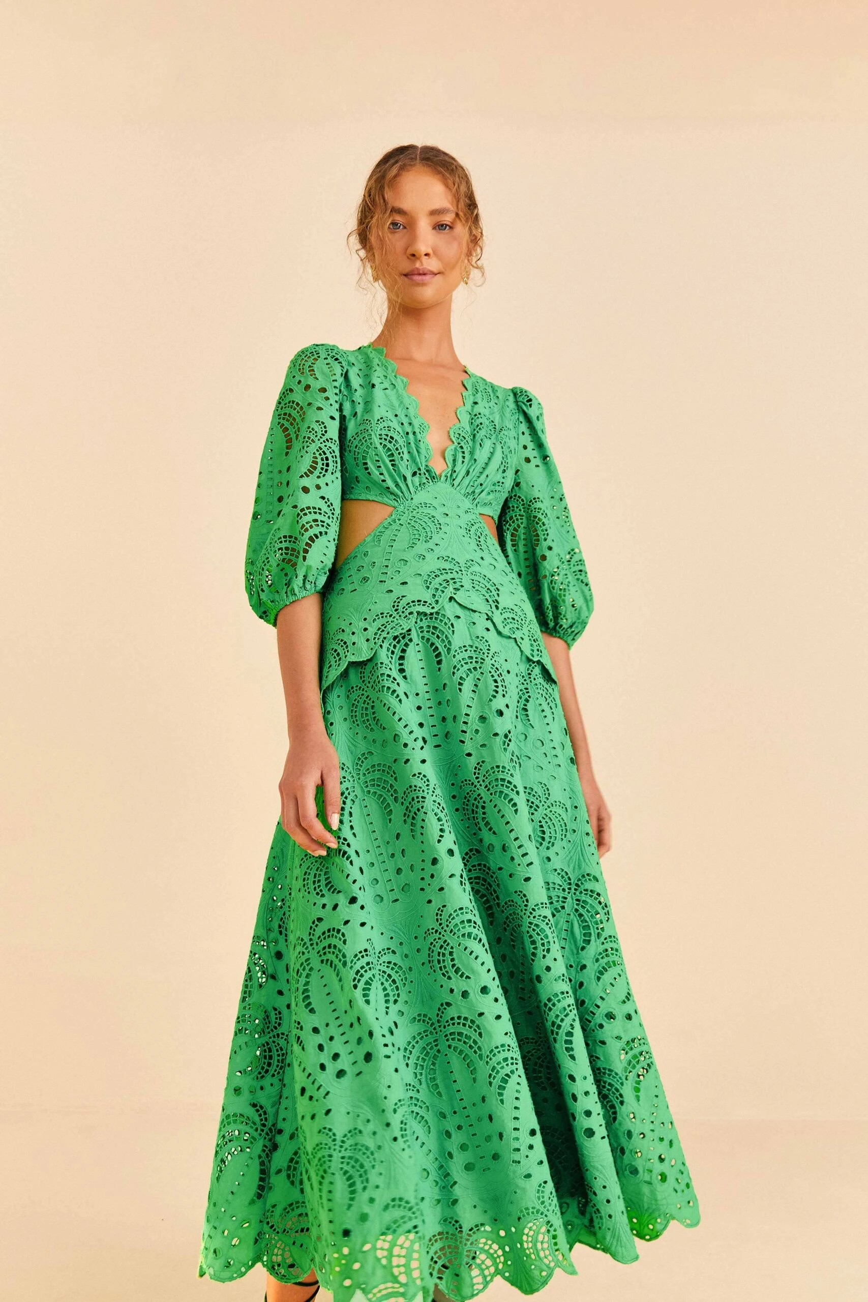 Farm Rio Green Richelieu Midi Dress 2 Farm Rio Green Richelieu Midi Dress - Image 2