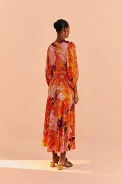 Farm Rio Beige Jungle Panther Lenzing™ Ecovero™ Viscose Midi Dress -Modern Dress World 313673 05