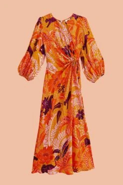 Farm Rio Beige Jungle Panther Lenzing™ Ecovero™ Viscose Midi Dress -Modern Dress World 313673 07