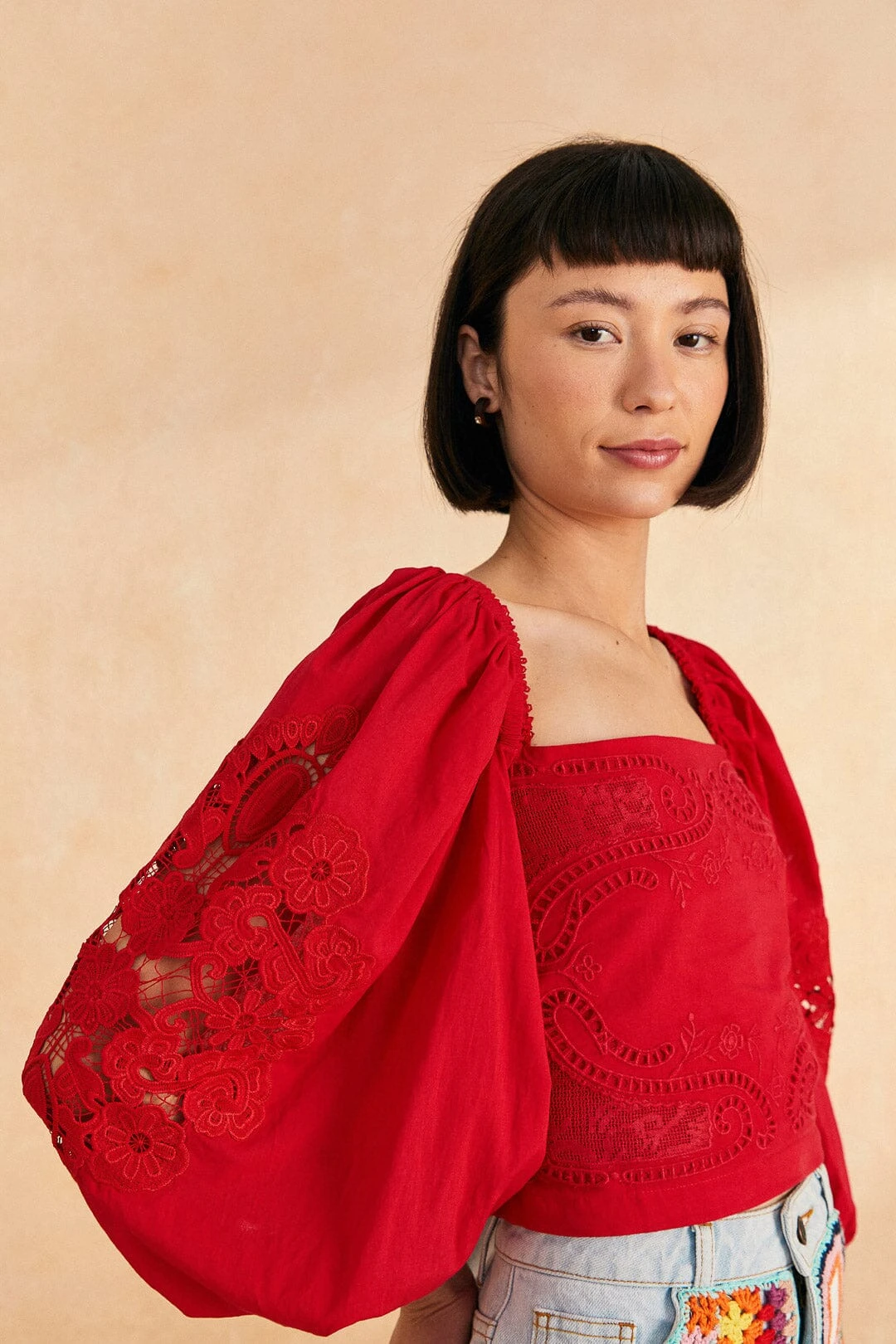 Farm Rio Red Lace Blouse 1 Farm Rio Red Lace Blouse