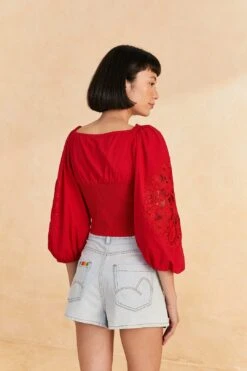 Farm Rio Red Lace Blouse 9 Farm Rio Red Lace Blouse -Modern Dress World 313682 04