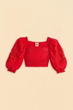 Farm Rio Red Lace Blouse 11 Farm Rio Red Lace Blouse -Modern Dress World 313682 06