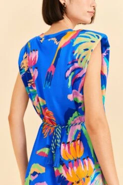 Farm Rio Blue Painted Jungle T-Shirt Dress -Modern Dress World 313685 03