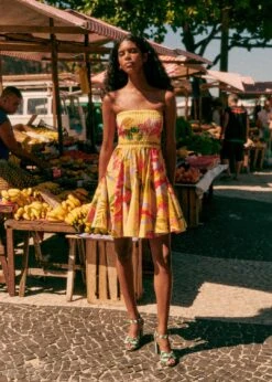Farm Rio Summer Forest Yellow Olinda Short Dress
