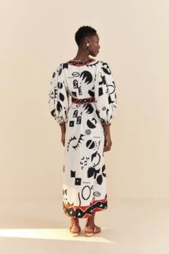 Farm Rio Off-White Pitta Soul Puff Sleeve Midi Dress 9 Farm Rio Off-White Pitta Soul Puff Sleeve Midi Dress -Modern Dress World 314083 04