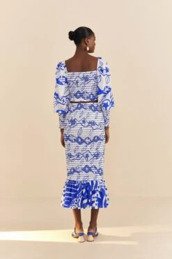 Farm Rio Off-White Pitta Waves Smocked Blouse -Modern Dress World 314085 04