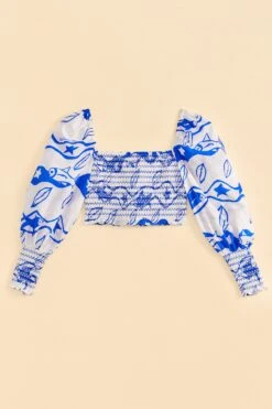 Farm Rio Off-White Pitta Waves Smocked Blouse -Modern Dress World 314085 06