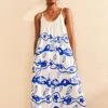 Farm Rio Off-White Pitta Waves Sleeveless Maxi Dress