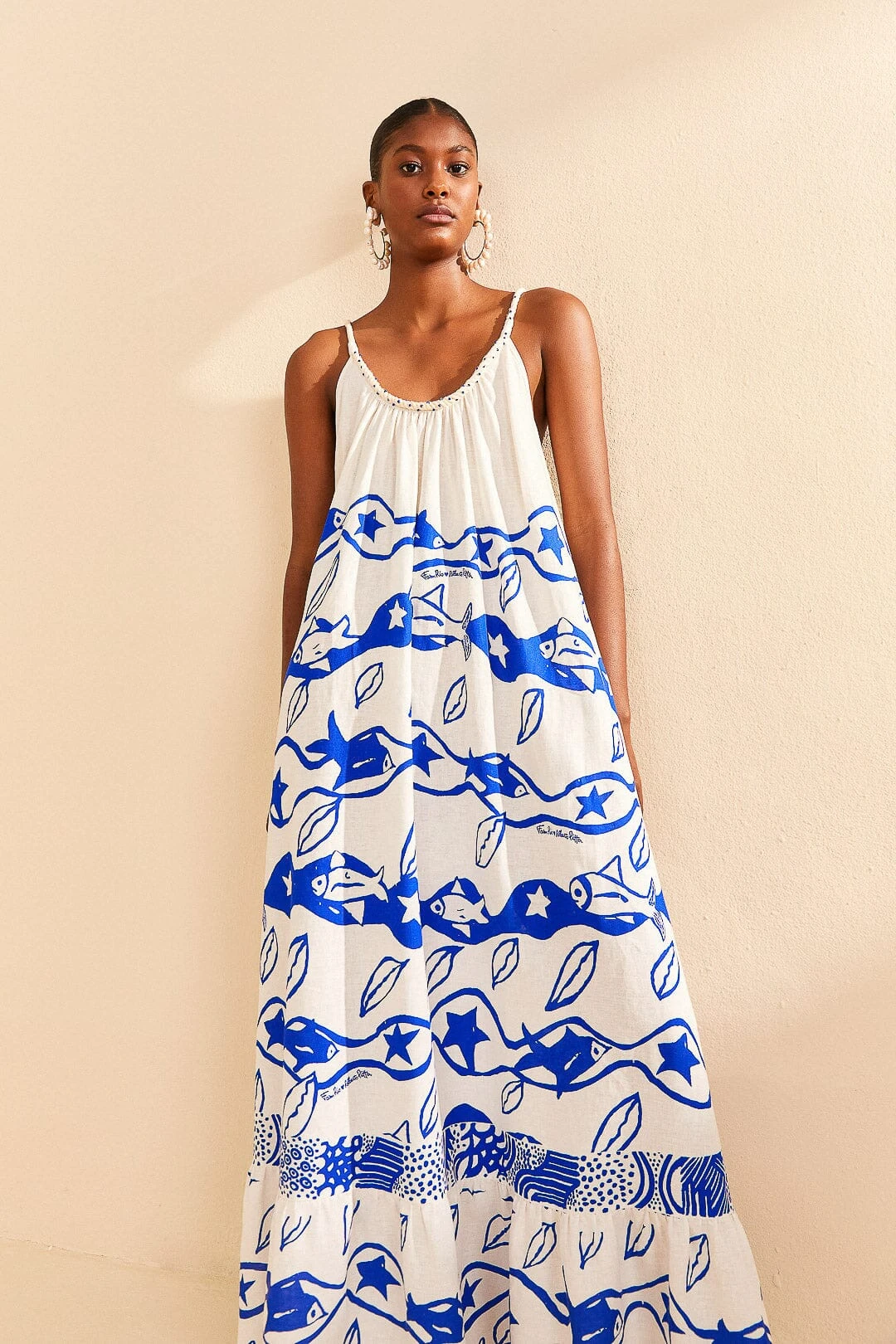Farm Rio Off-White Pitta Waves Sleeveless Maxi Dress 1 Farm Rio Off-White Pitta Waves Sleeveless Maxi Dress