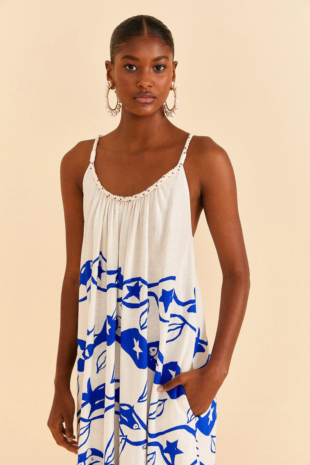 Farm Rio Off-White Pitta Waves Sleeveless Maxi Dress 3 Farm Rio Off-White Pitta Waves Sleeveless Maxi Dress - Image 3