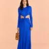 Farm Rio Blue Knot Cut Out Maxi Dress